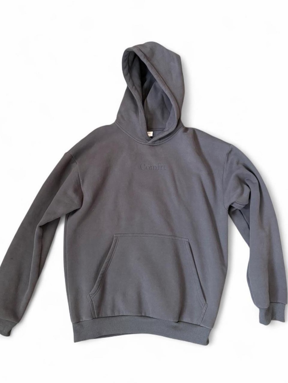 Comfort Embossed Men's Hooded Sweatshirt - Gray